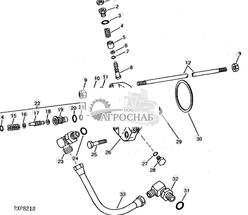 Rockshaft Piston Cover, Throttle Valve, Relief Valve, And Tie Rods 